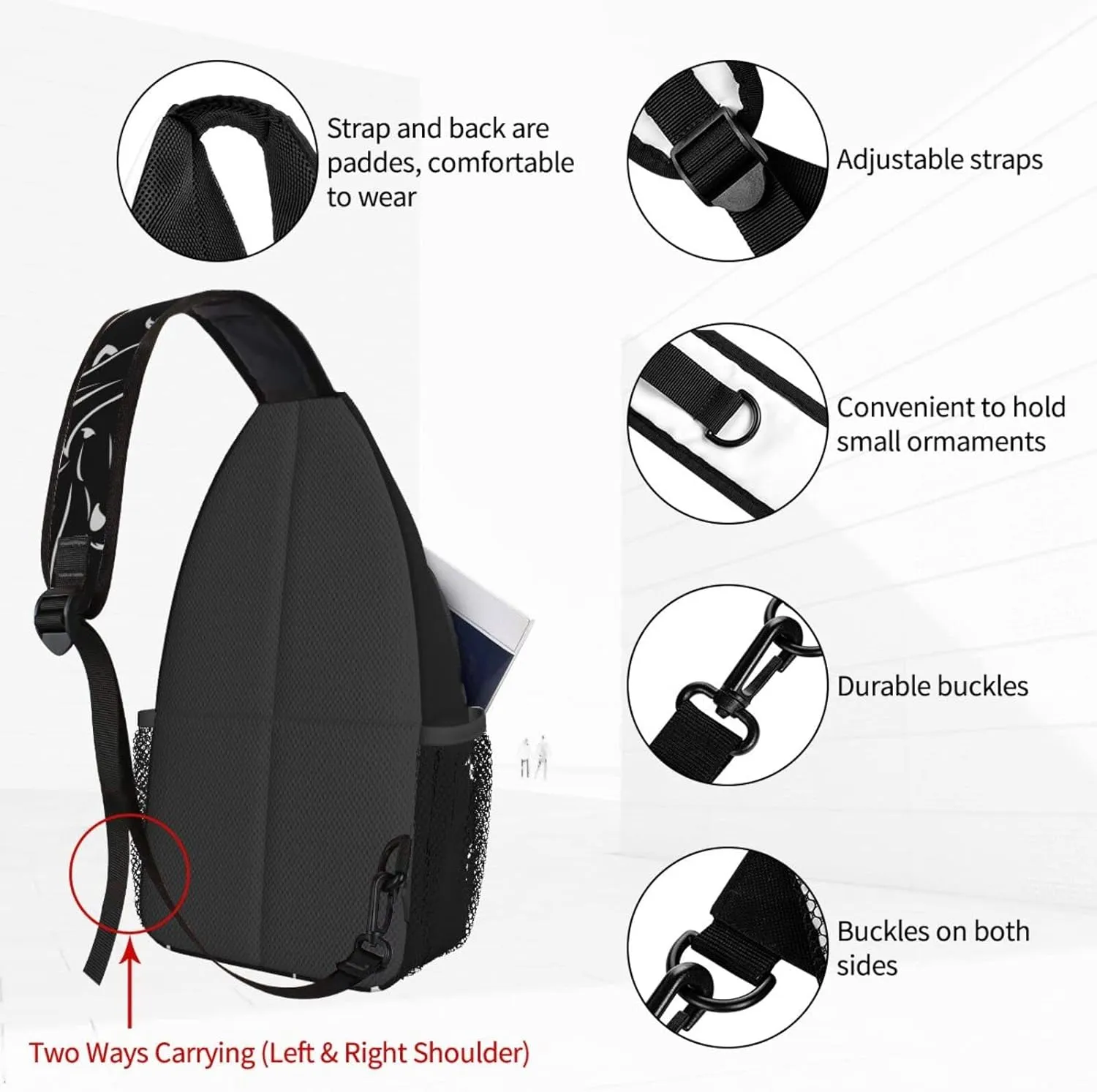 Women Equine Horse Face Head Crossbody Sling Backpack for Men Chest Bag Shoulder Bag Lightweight One Strap Backpack Travel Outdoor Daypack