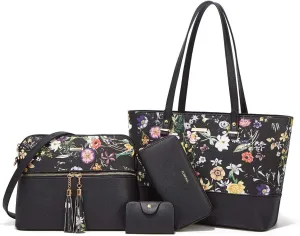 Women Fashion Handbags Wallet Tote Bag Shoulder Bag Top Handle Satchel Purse Set 4pcs