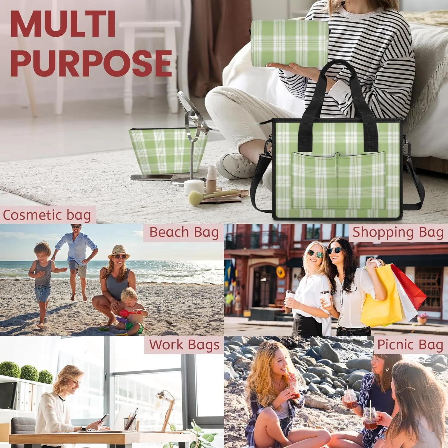 Women Fashion Tote Bag Wallet Shoulder Bags Set 3PCS Top Handle Satchel Purse Large Zippered Handbag Daily Use