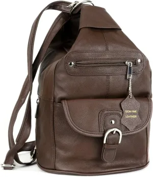 Women Genuine Leather Sling Purse Handbag Shoulder Bag Backpack Slouch Organizer with Free Wayfarer REVO Sunglasses