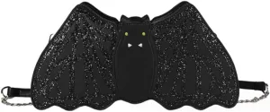 Women Halloween Crossbody Purse Sequin Bat Shoulder Bags Chain Punk Handbag Satchel