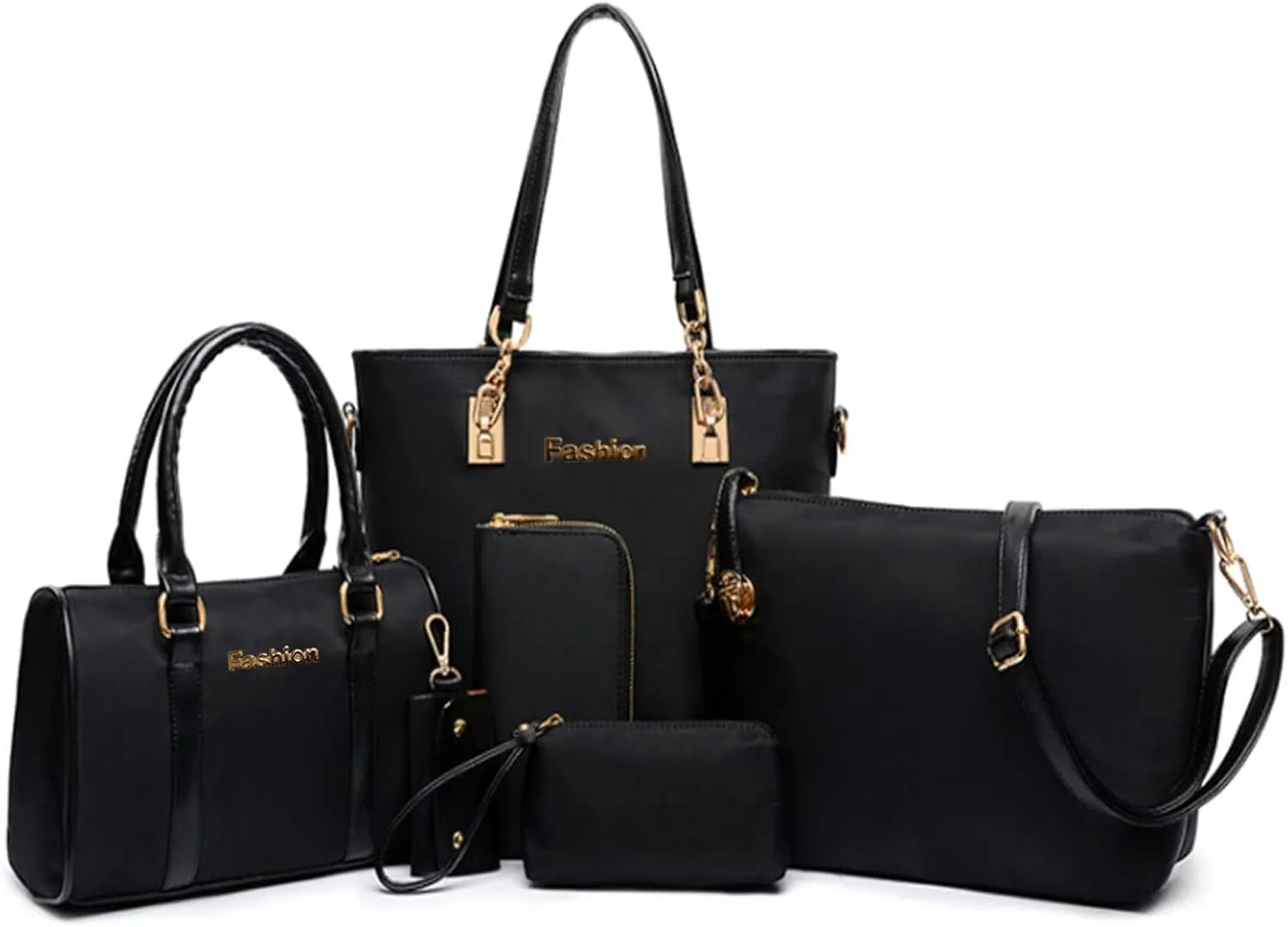 Women Ladies 6 Pcs Handbag Set Hobo Top Handle Bag Totes Satchels Crossbody Shoulder Bags and Purse Clutch