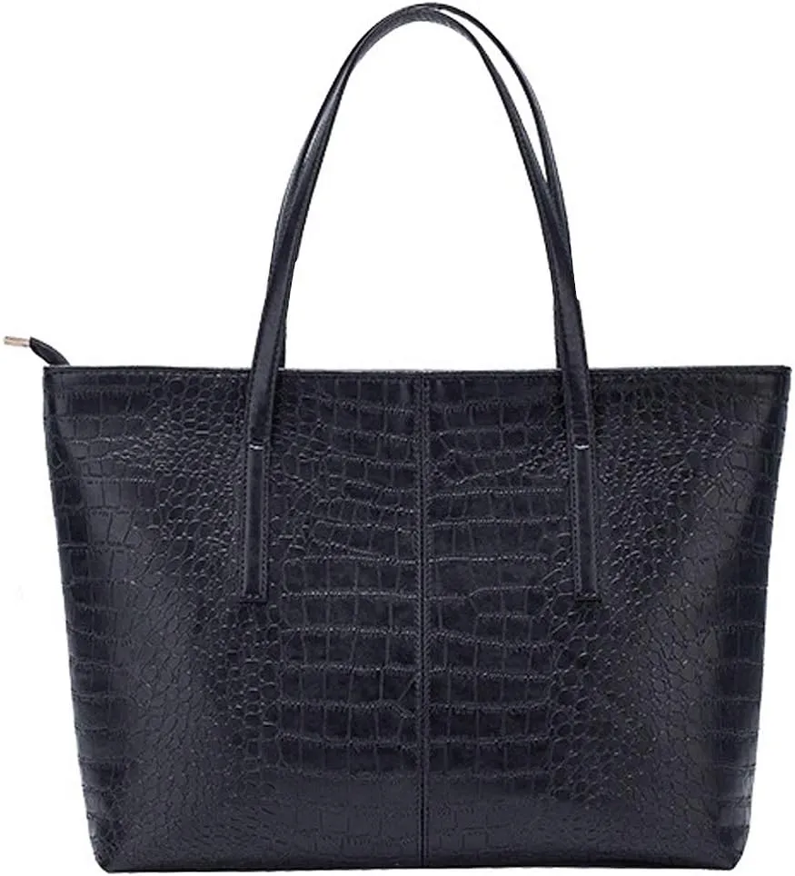 Women Large Faux Leather Tote Shoulder Bag Soft Top Handle Bag