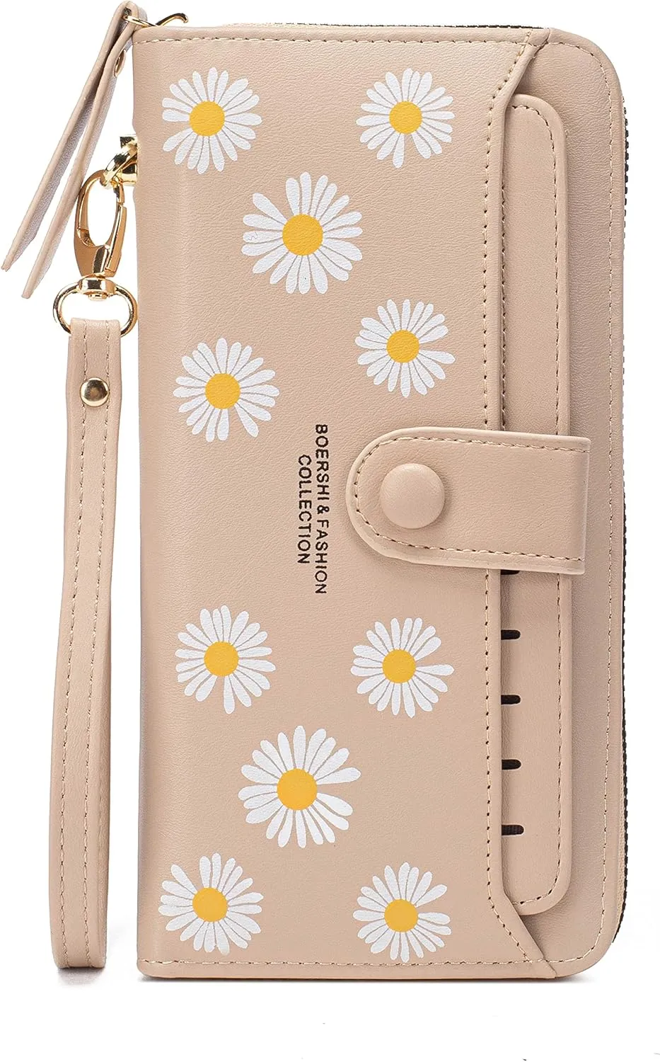 Women Leather Wallet RFID Blocking Zipper Pocket Wallet Card Case Purse with ID Window