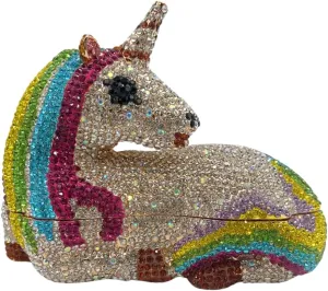 Women Luxury Horse Shape Crystal Evening Bag Chic Animal Clutch Rhinestone Diamond Purse Handbag for Party Prom