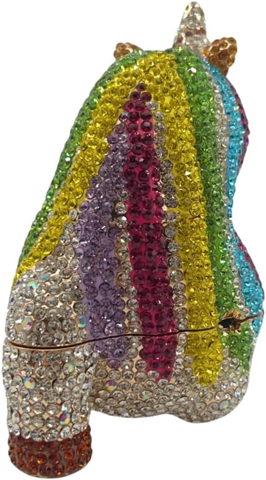 Women Luxury Horse Shape Crystal Evening Bag Chic Animal Clutch Rhinestone Diamond Purse Handbag for Party Prom