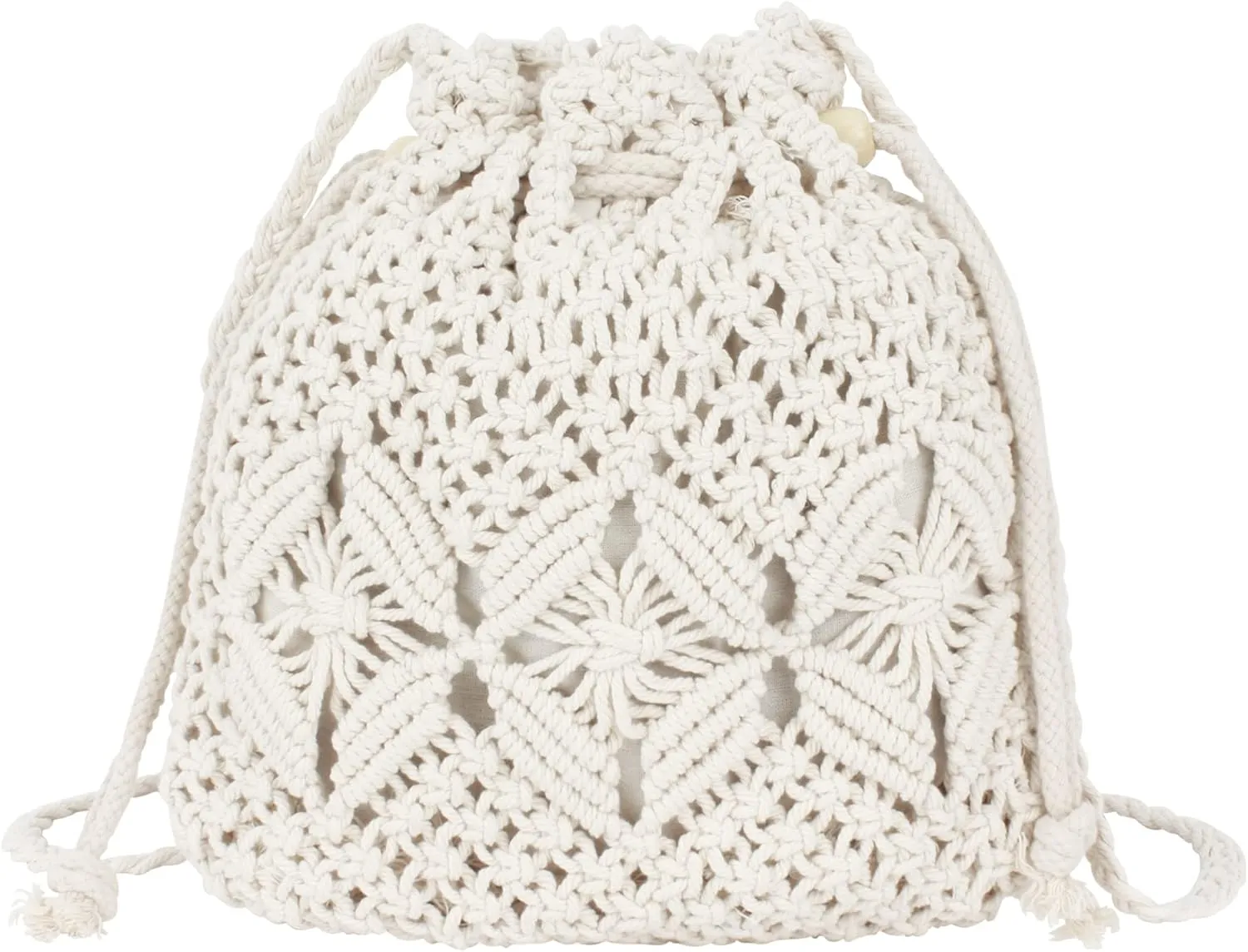 Women Mini Cotton Crochet Crossbody Bag Summer Beach Shoulder Bag Drawstring Purse