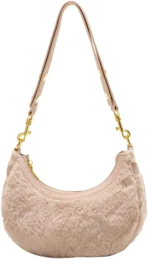 Women Plush Underarm Bag Shoulder Bag Fashion Fluffy Crossbody Bag Soft Warm Fuzzy Purse Y2K Purse with Adjustable Strap