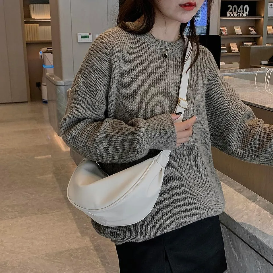 Women Shoulder Bag Crossbody Dumpling Bags Soft Vegan Leather with Adjustable Strap