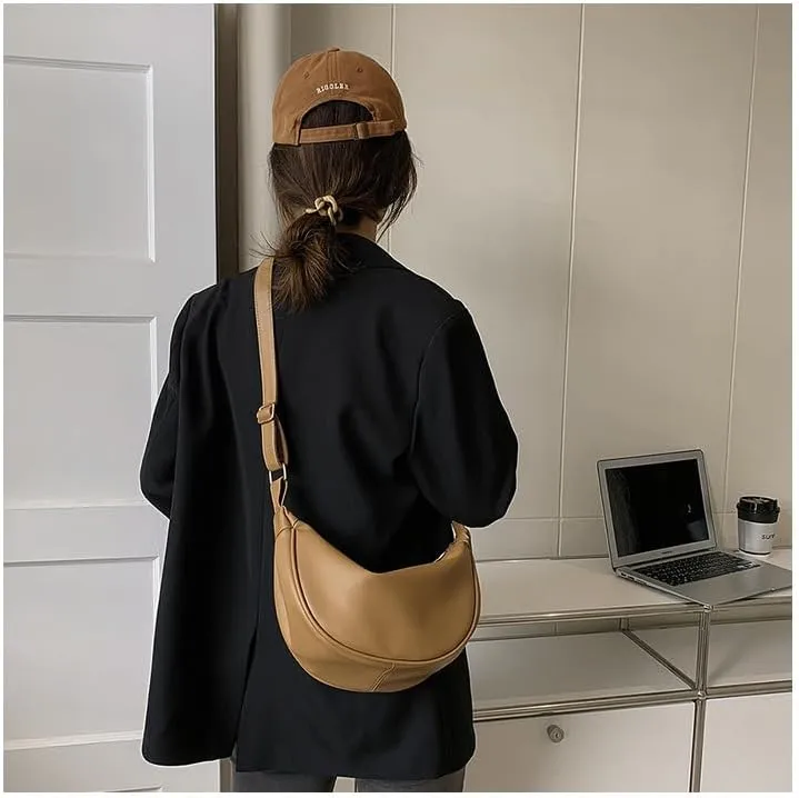 Women Shoulder Bag Crossbody Dumpling Bags Soft Vegan Leather with Adjustable Strap