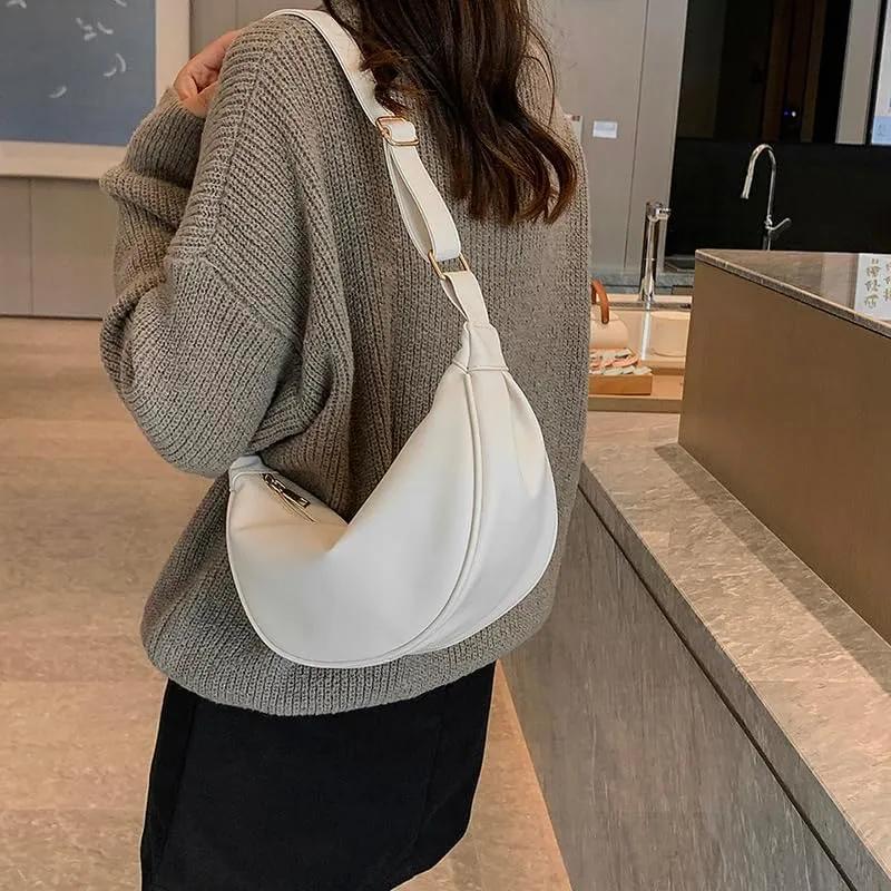 Women Shoulder Bag Crossbody Dumpling Bags Soft Vegan Leather with Adjustable Strap