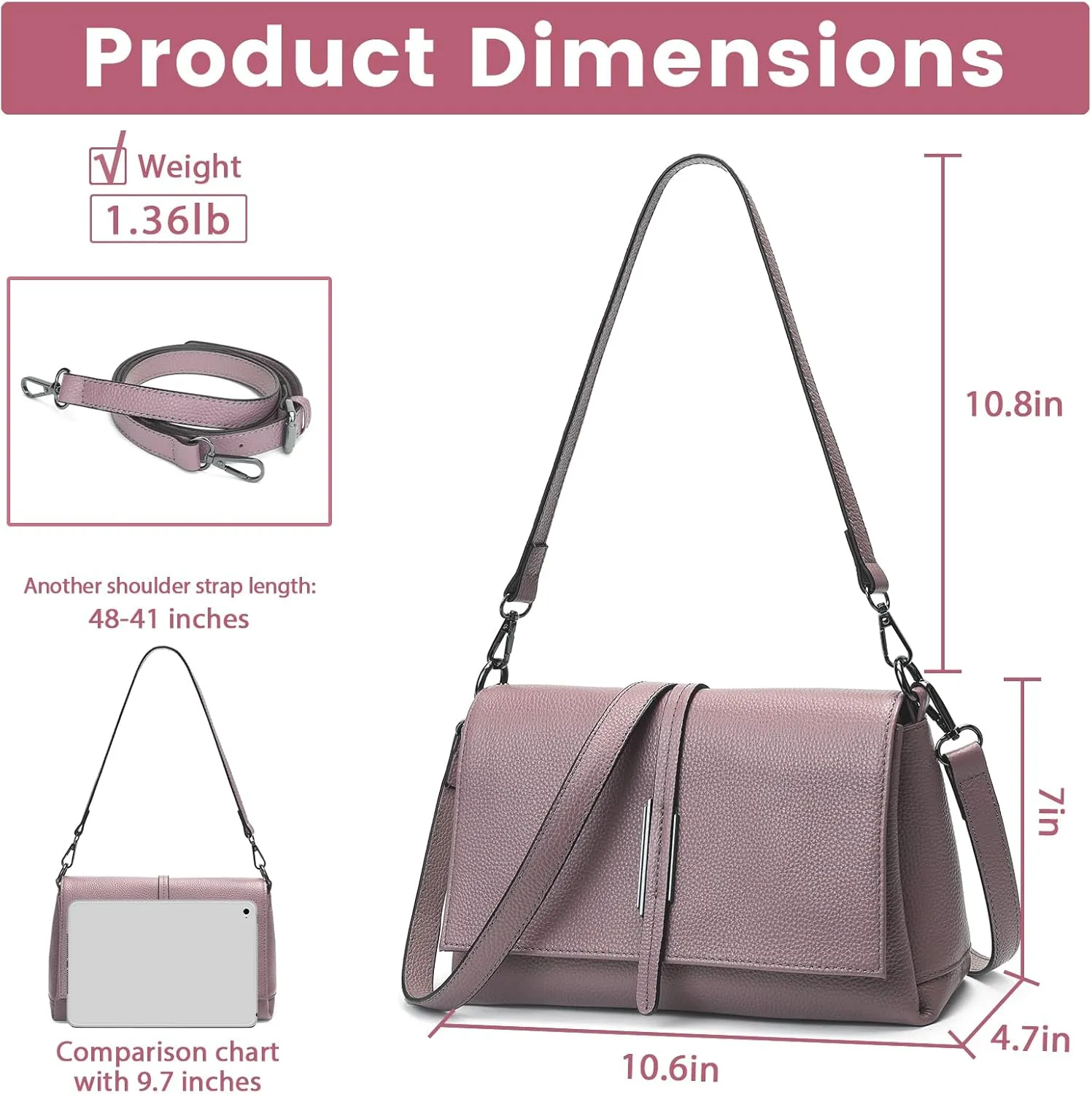 Women Small Genuine Leather Shoulder Bag Soft Crossbody Purse for Lady Handbag