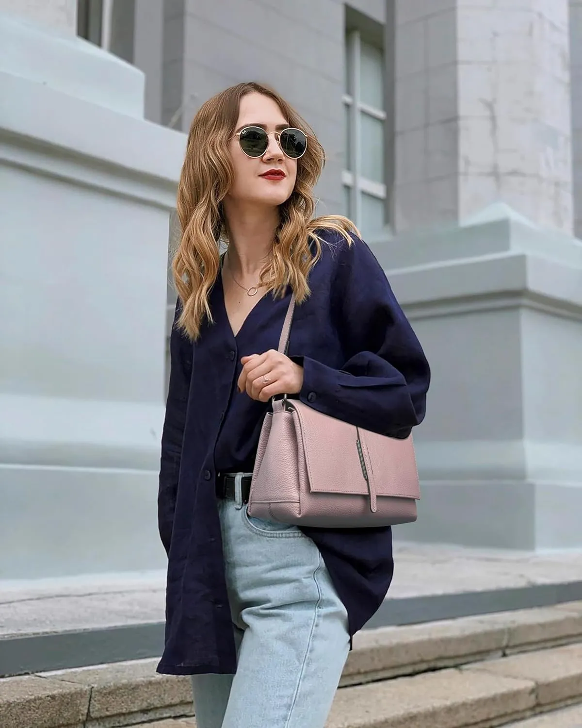 Women Small Genuine Leather Shoulder Bag Soft Crossbody Purse for Lady Handbag