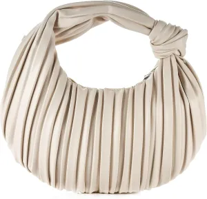 Women Small Knotted Hobo Purse Ladies Soft PU Leather Cloud Dumpling Ruched Top-handle Handbag Shoulder Crossbody Bag