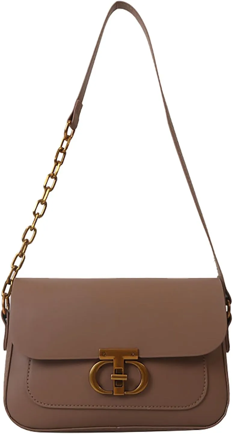 Women Soft PU Shoulder Bag Elegant Stylish Multipurpose Handbag with Chain Strap for Work, Date, Party, Travel (Size)