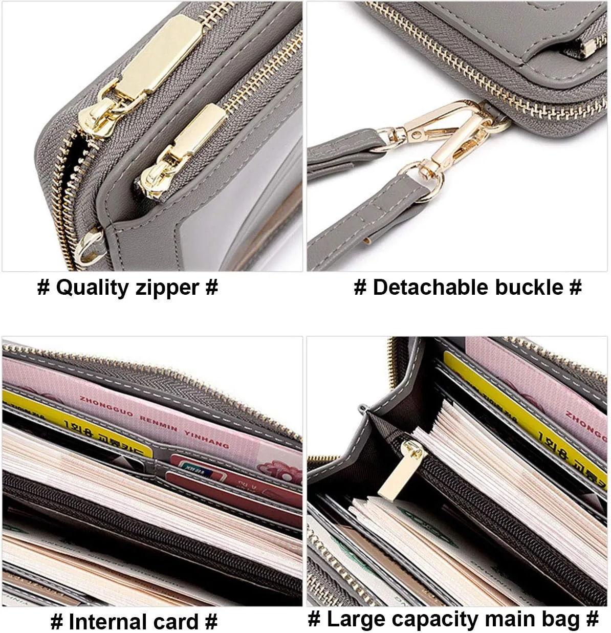 Women Touch Screen Crossbody Bags Cell Phone Wristlets Purse RFID Blocking Clutch Wallets Card Holder