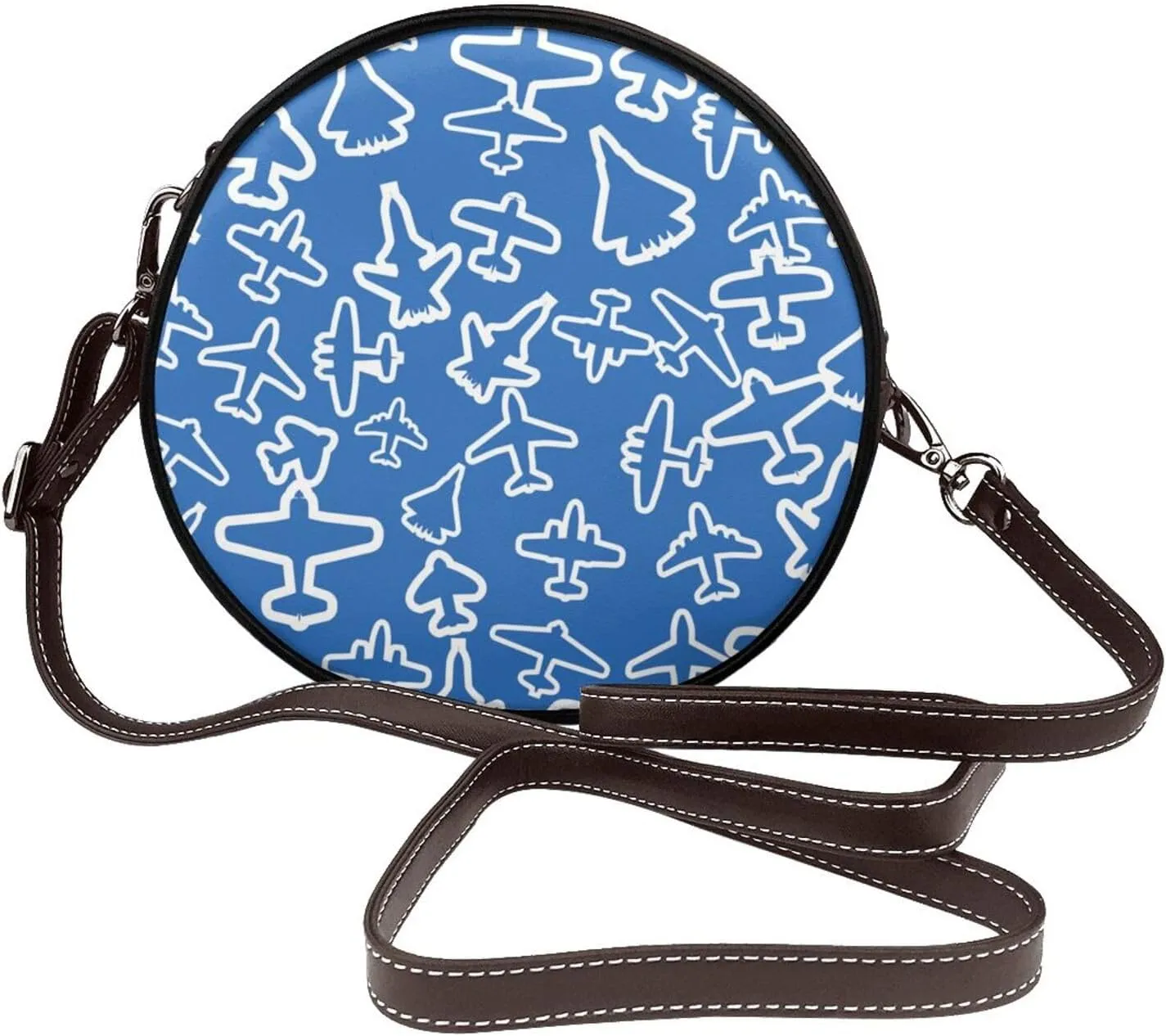 Women Vintage Style Faux Leather Crossbody Shoulder Bag, Ladies Purse Satchel Bag Circle Crossbody Bags for Women