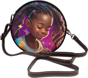 Women Vintage Style Faux Leather Crossbody Shoulder Bag, Ladies Purse Satchel Bag Circle Crossbody Bags for Women