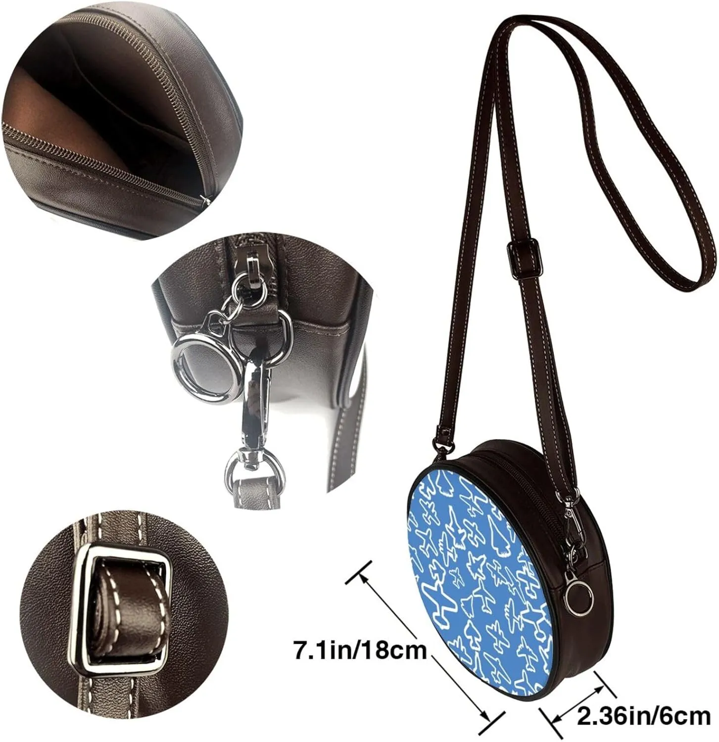 Women Vintage Style Faux Leather Crossbody Shoulder Bag, Ladies Purse Satchel Bag Circle Crossbody Bags for Women
