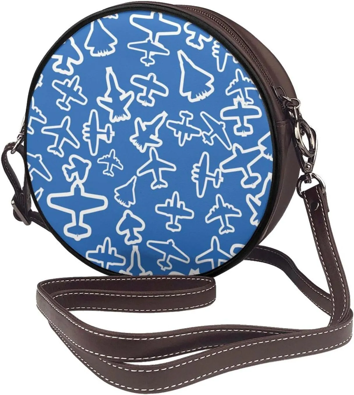 Women Vintage Style Faux Leather Crossbody Shoulder Bag, Ladies Purse Satchel Bag Circle Crossbody Bags for Women