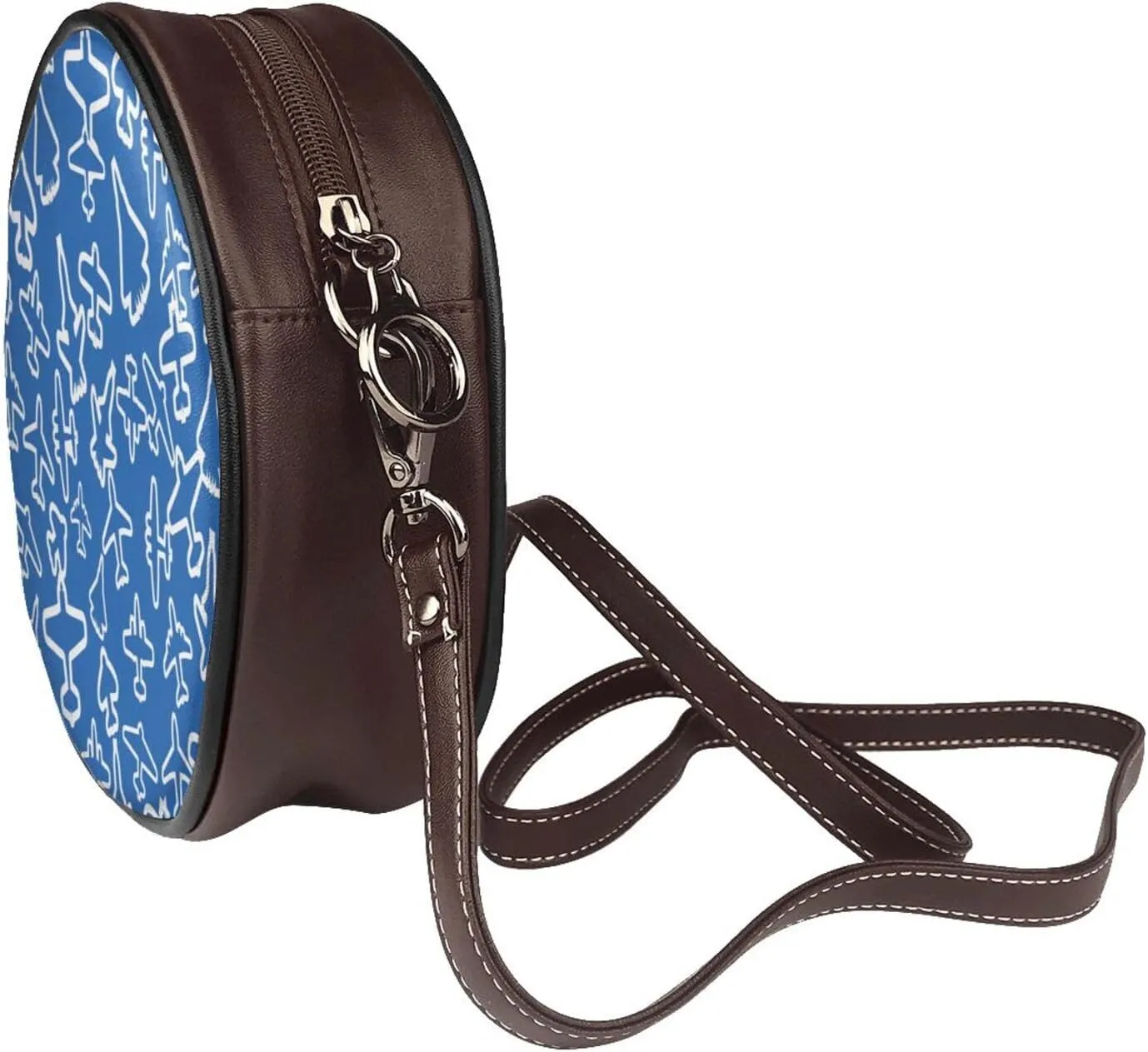 Women Vintage Style Faux Leather Crossbody Shoulder Bag, Ladies Purse Satchel Bag Circle Crossbody Bags for Women