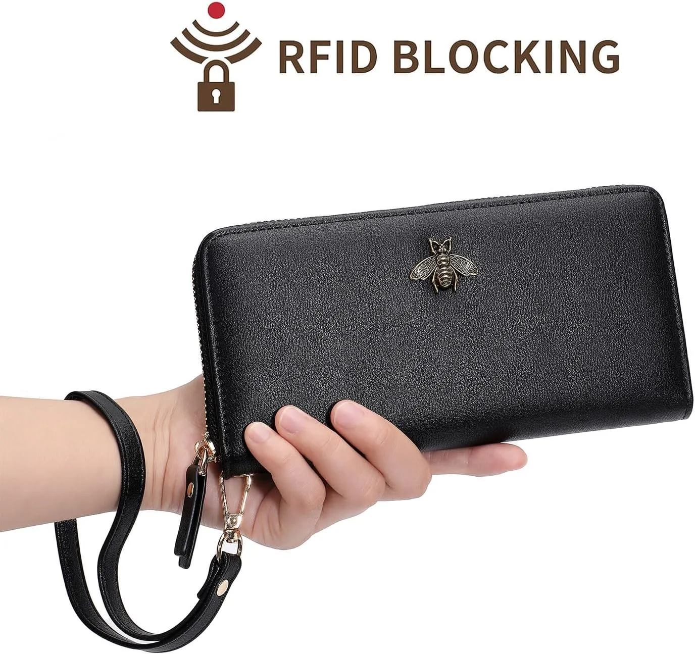 Women Wallet RFID Blocking Ladies Clutch Purses Long Wristlet Wallets for Women