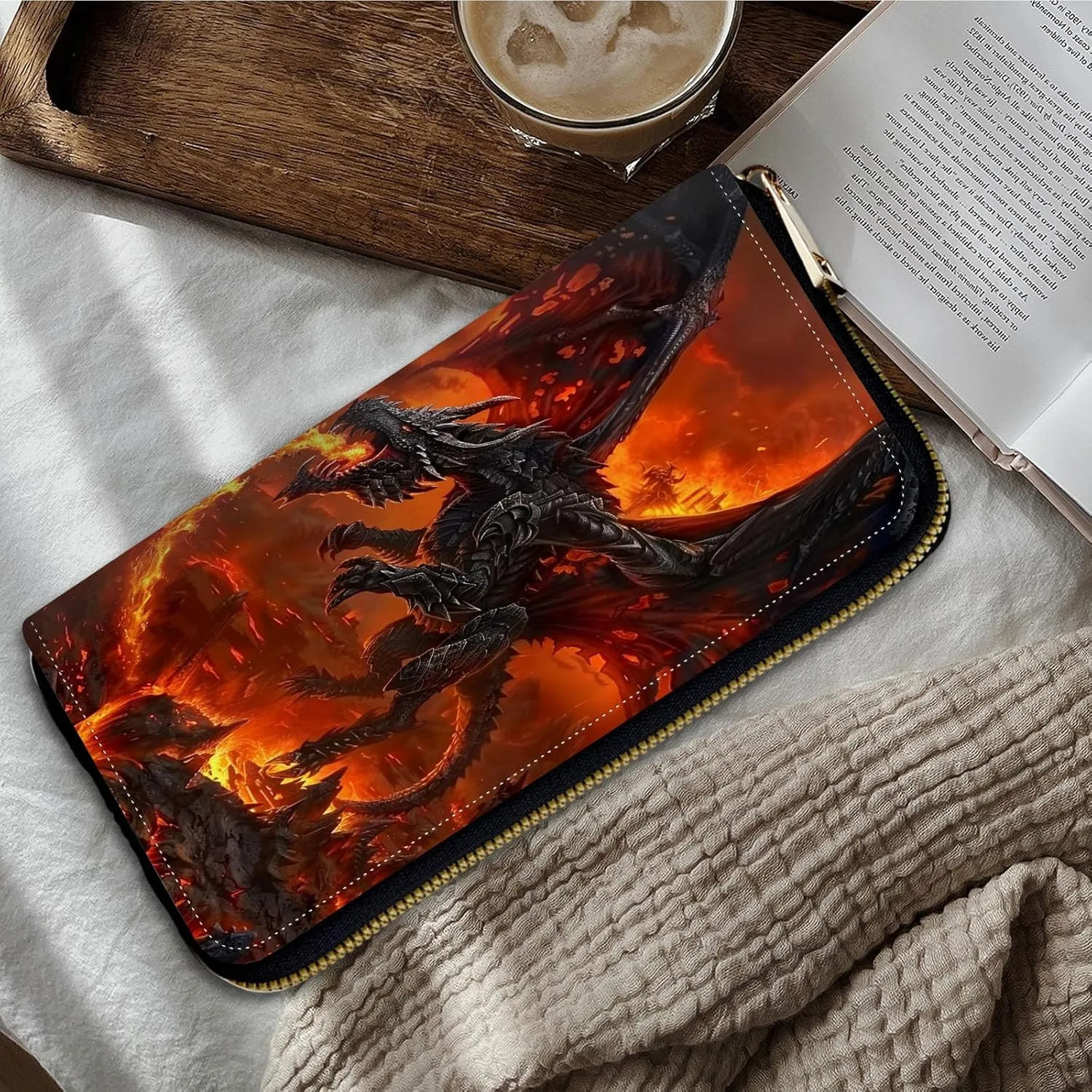 Women Wallets,Large Capacity Clutch Purse for Women Ladie Men Wallet Clearance Credit Card Holder PU Leather Handbag Clutch Purse-Angry Firedragon