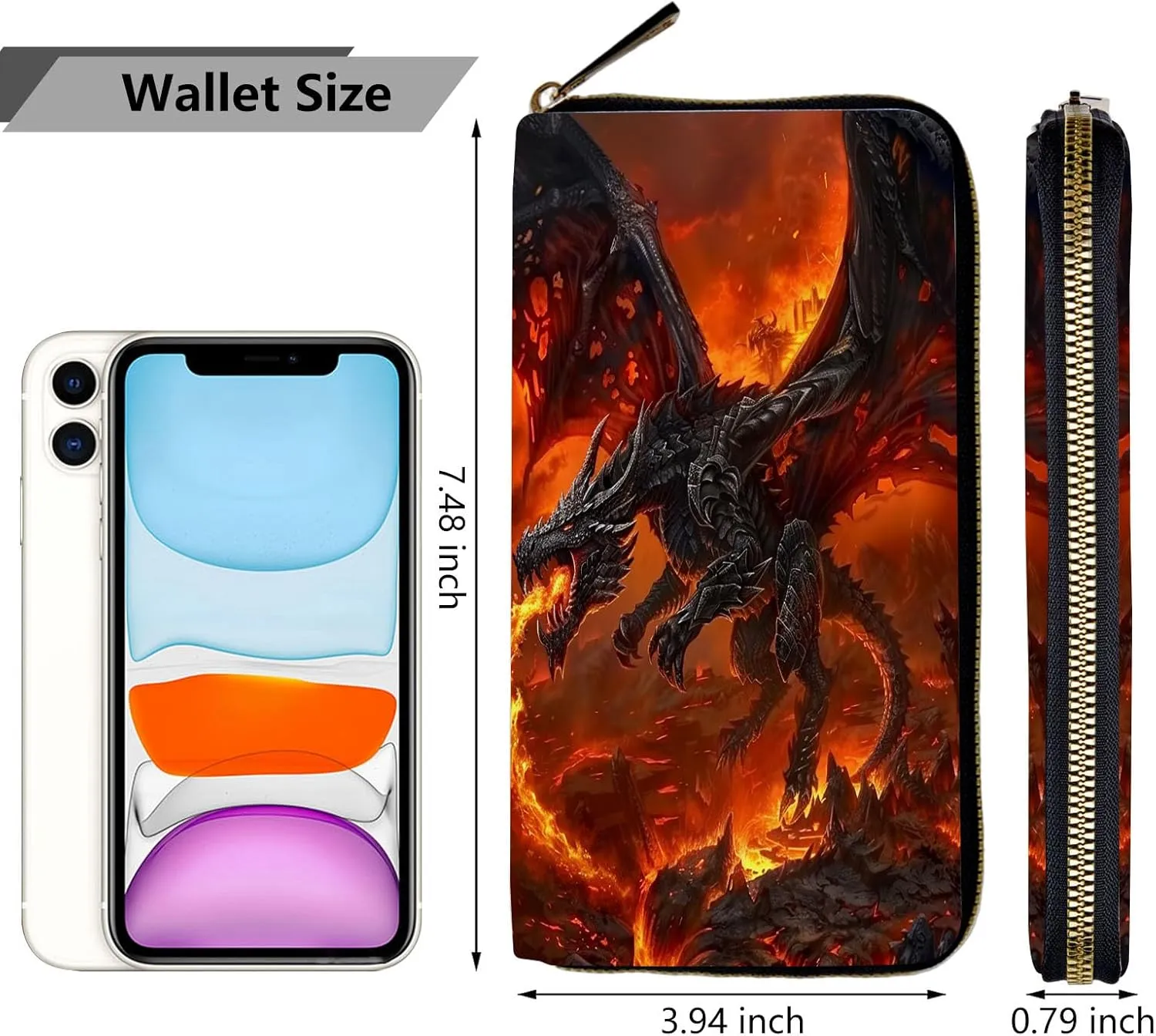 Women Wallets,Large Capacity Clutch Purse for Women Ladie Men Wallet Clearance Credit Card Holder PU Leather Handbag Clutch Purse-Angry Firedragon