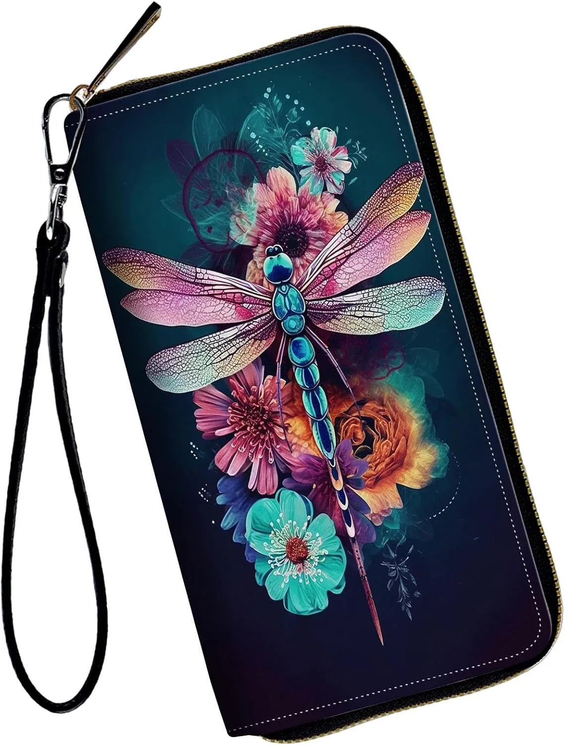 Women Wallets,Large Capacity Clutch Purse for Women Ladie Men Wallet Clearance Credit Card Holder PU Leather Handbag Clutch Purse-Beautiful Dragonfly