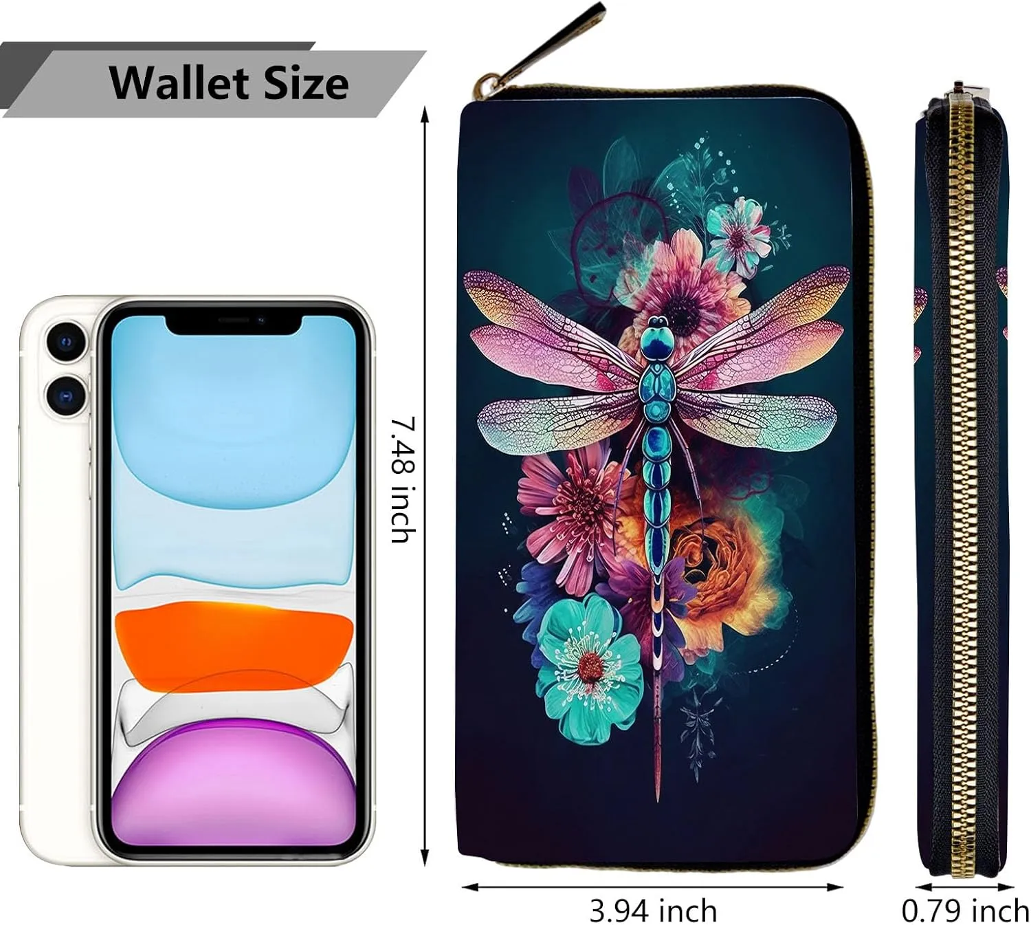 Women Wallets,Large Capacity Clutch Purse for Women Ladie Men Wallet Clearance Credit Card Holder PU Leather Handbag Clutch Purse-Beautiful Dragonfly