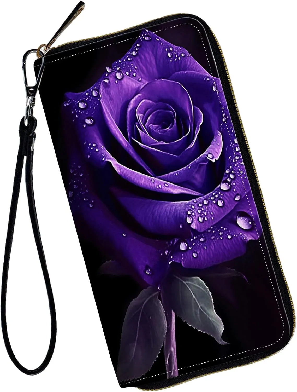 Women Wallets,Large Capacity Clutch Purse for Women Ladie Men Wallet Clearance Credit Card Holder PU Leather Handbag Clutch Purse-Purple rose