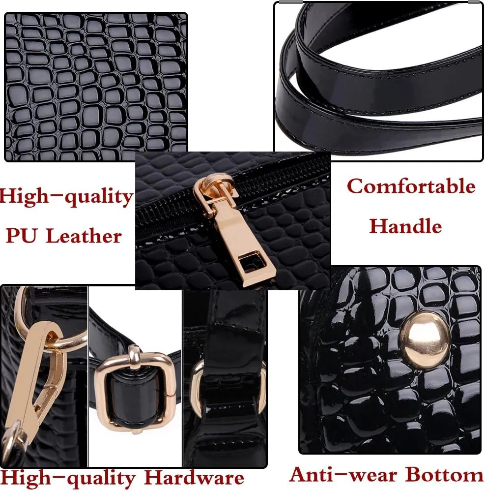 Womens 6 Pcs Handbag Set Clutch Top Handle Totes Satchels Crossbody Bag Wallet