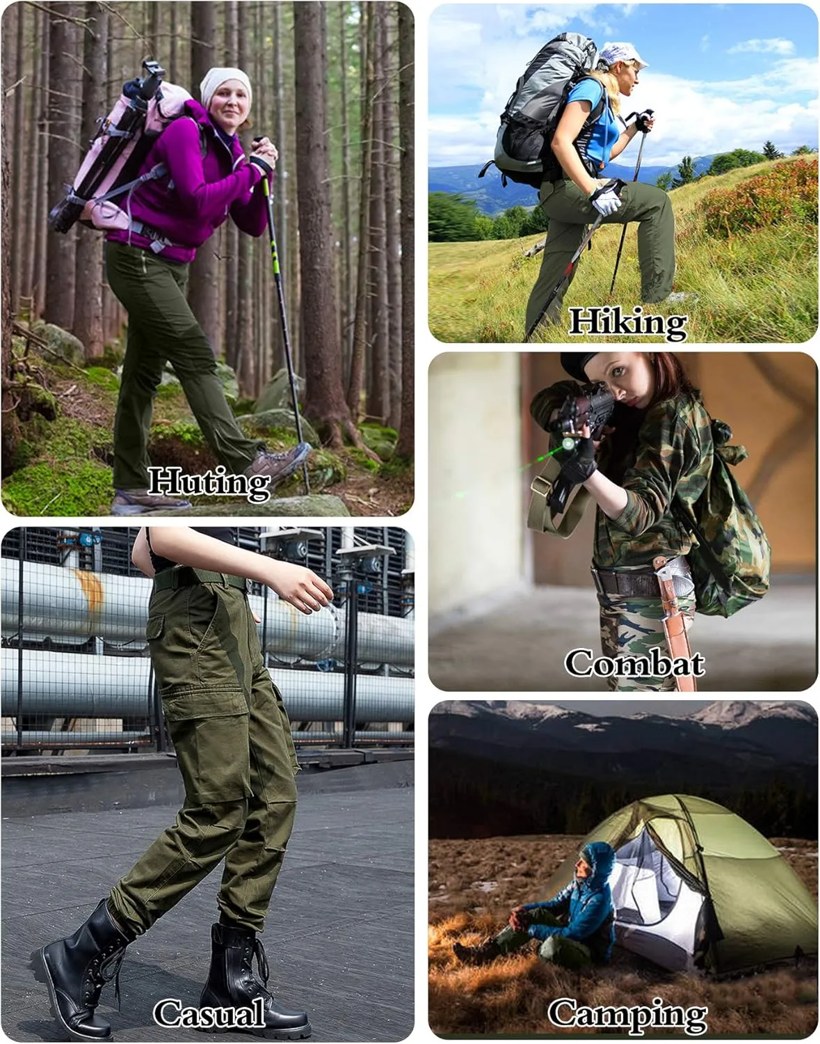 Women's Cargo Pants Quick Dry Casual Military Army Camo Combat Work Casual Pants with Pockets