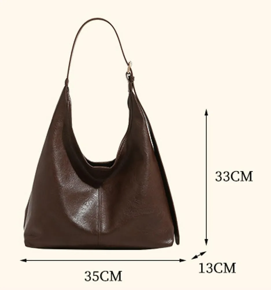 Womens Casual PU Leather Shoulder Bag Large Soft Crossbody Purse Handbag Adjustable Working Tote Satchels 2pcs