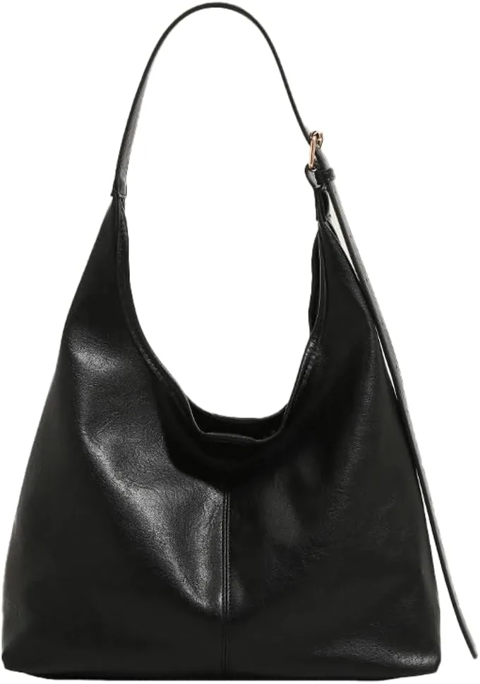 Womens Casual PU Leather Shoulder Bag Large Soft Crossbody Purse Handbag Adjustable Working Tote Satchels 2pcs