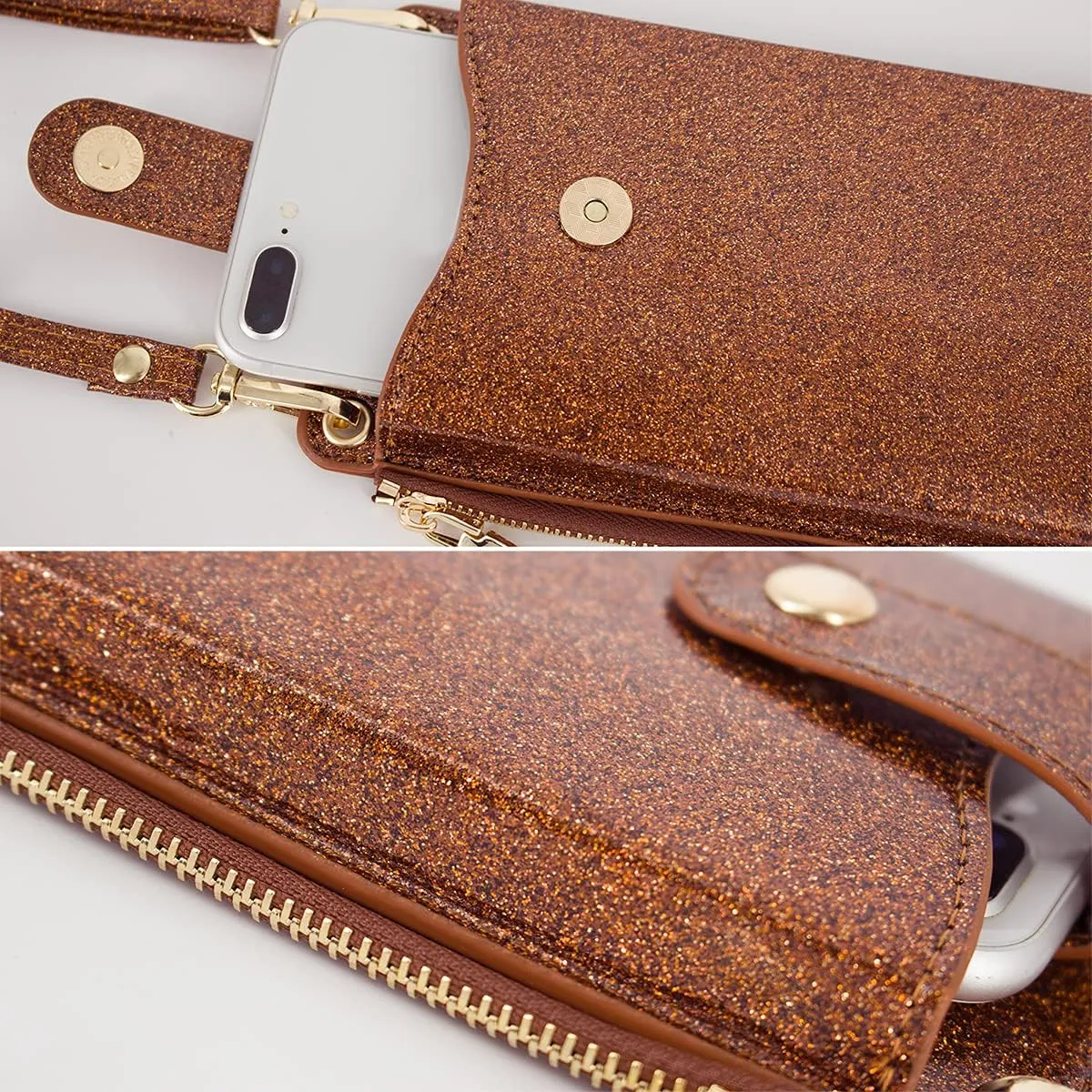 Womens Cellphone Crossbody Bag Small Light Leather Shoulder Purse Handbag Card Wallet Lanyard Case Girls Satchel Pouch