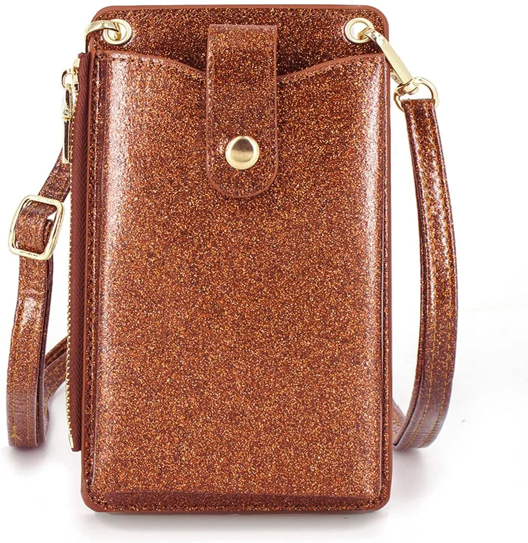 Womens Cellphone Crossbody Bag Small Light Leather Shoulder Purse Handbag Card Wallet Lanyard Case Girls Satchel Pouch