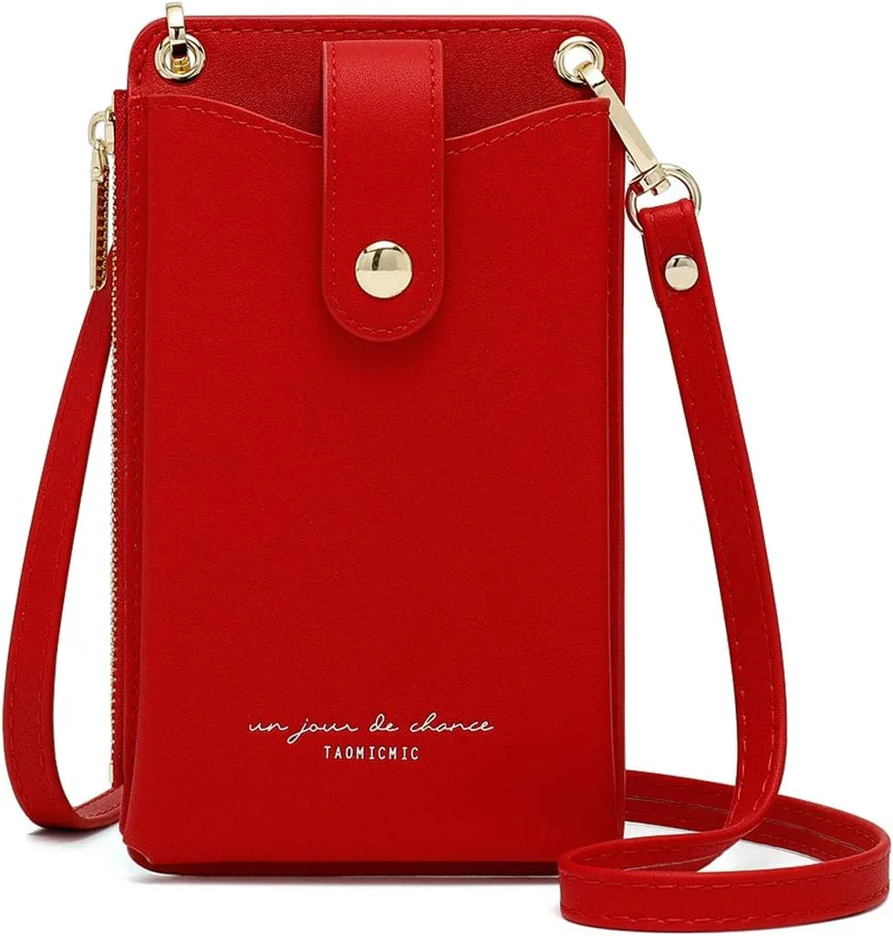 Womens Cellphone Crossbody Bag Small Light Leather Shoulder Purse Handbag Card Wallet Lanyard Case Girls Satchel Pouch