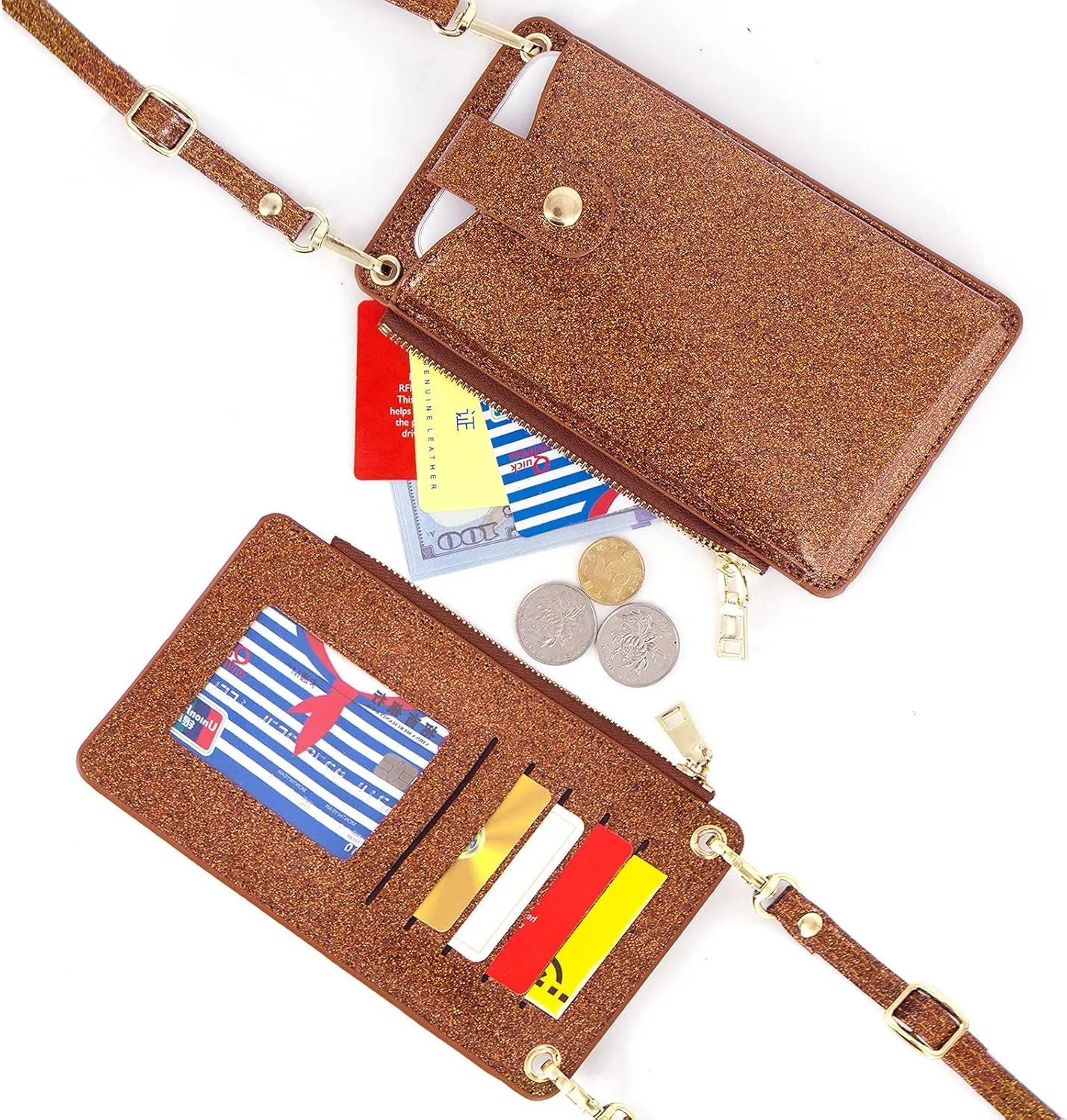 Womens Cellphone Crossbody Bag Small Light Leather Shoulder Purse Handbag Card Wallet Lanyard Case Girls Satchel Pouch