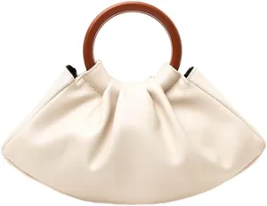 Women's Clutch Handbags Ruched Small Handbag Top Handle Cream Clutch Purse Dumpling Evening Bag