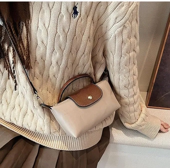 Women's color matching messenger bag small mini bag with adjustable shoulder strap for daily use in light shoulder travel