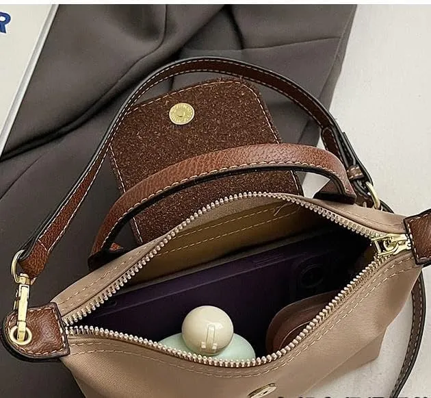 Women's color matching messenger bag small mini bag with adjustable shoulder strap for daily use in light shoulder travel