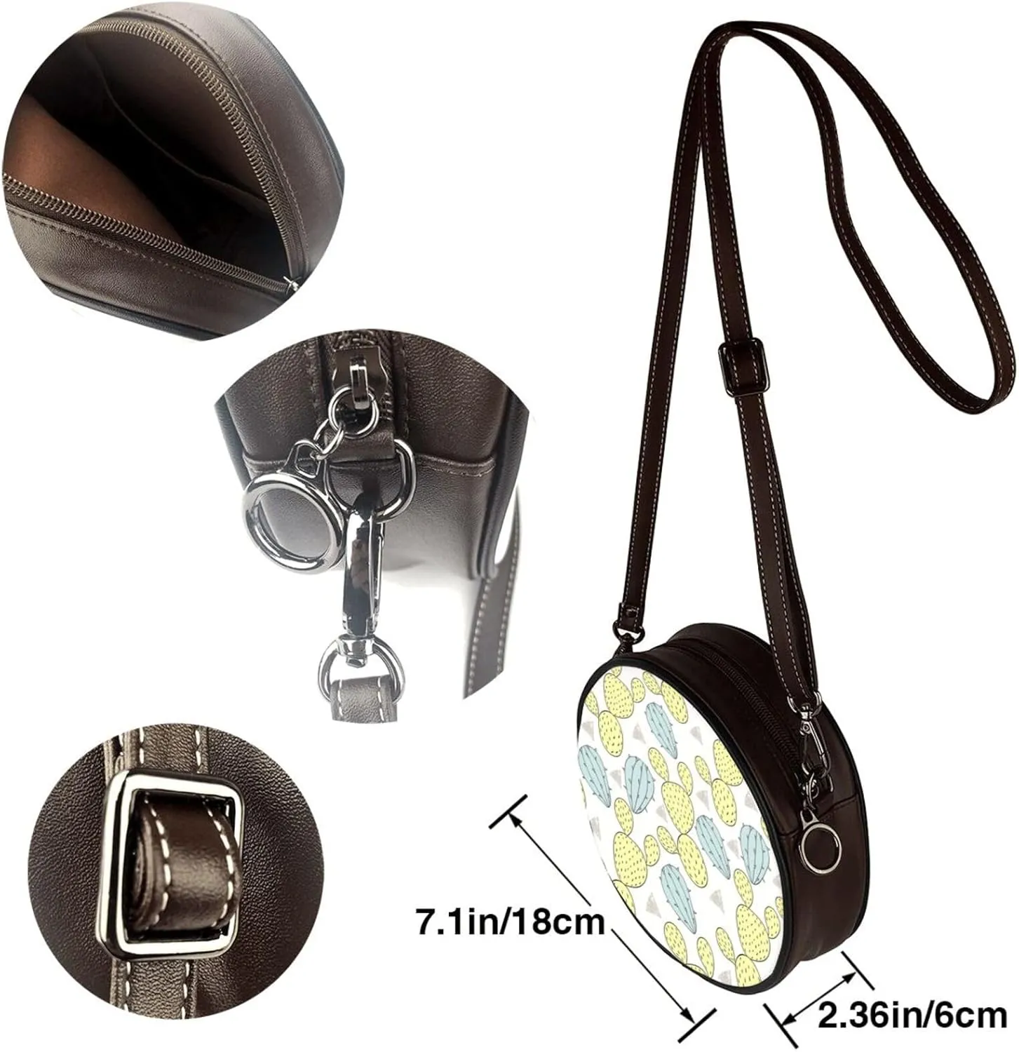 Women's Crossbody Purse - PU Leather Crossbody Bags for Women, Circle Purse Bag for Travel Business Party