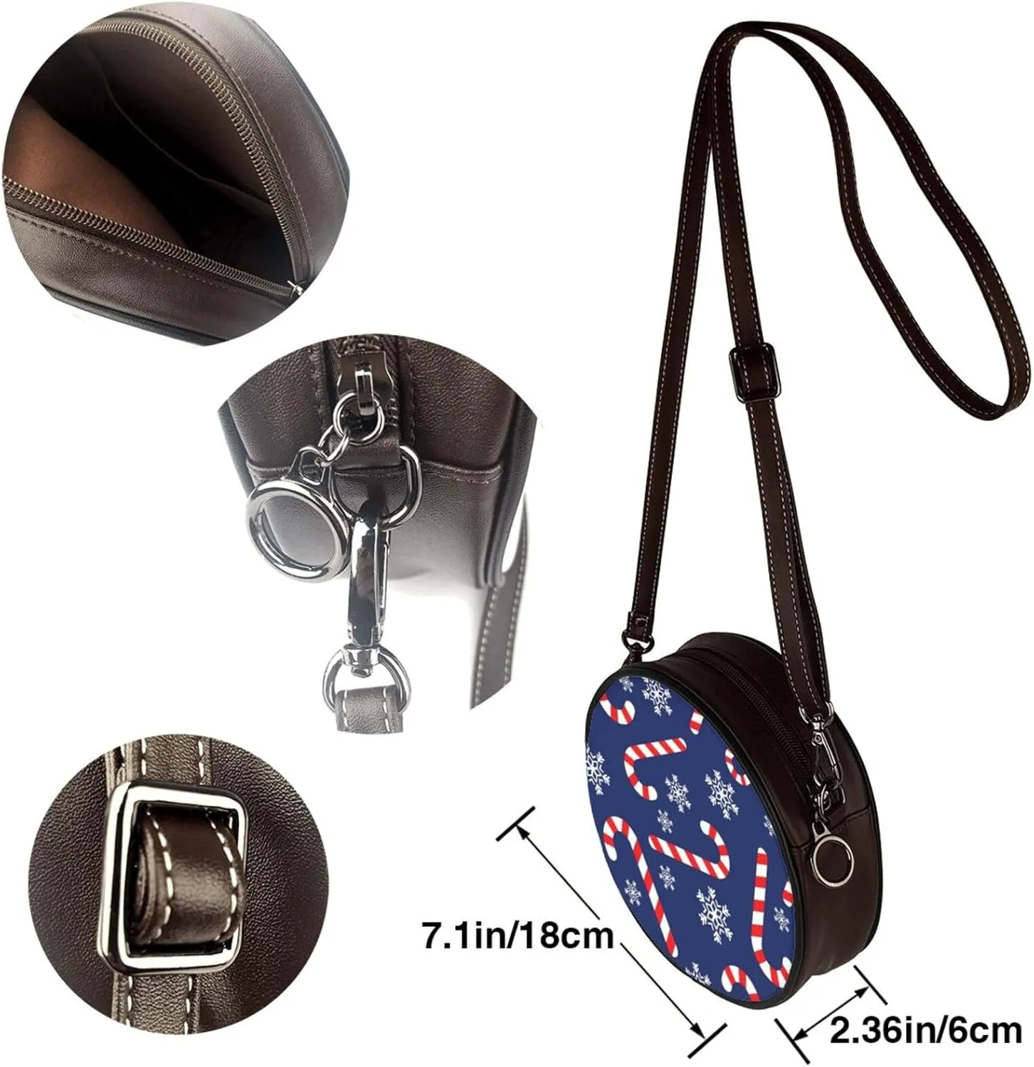 Womens Crossbody Shoulder Bag Circle Purse Clutch Evening Small PU Leather Handbag Fashion Wallet