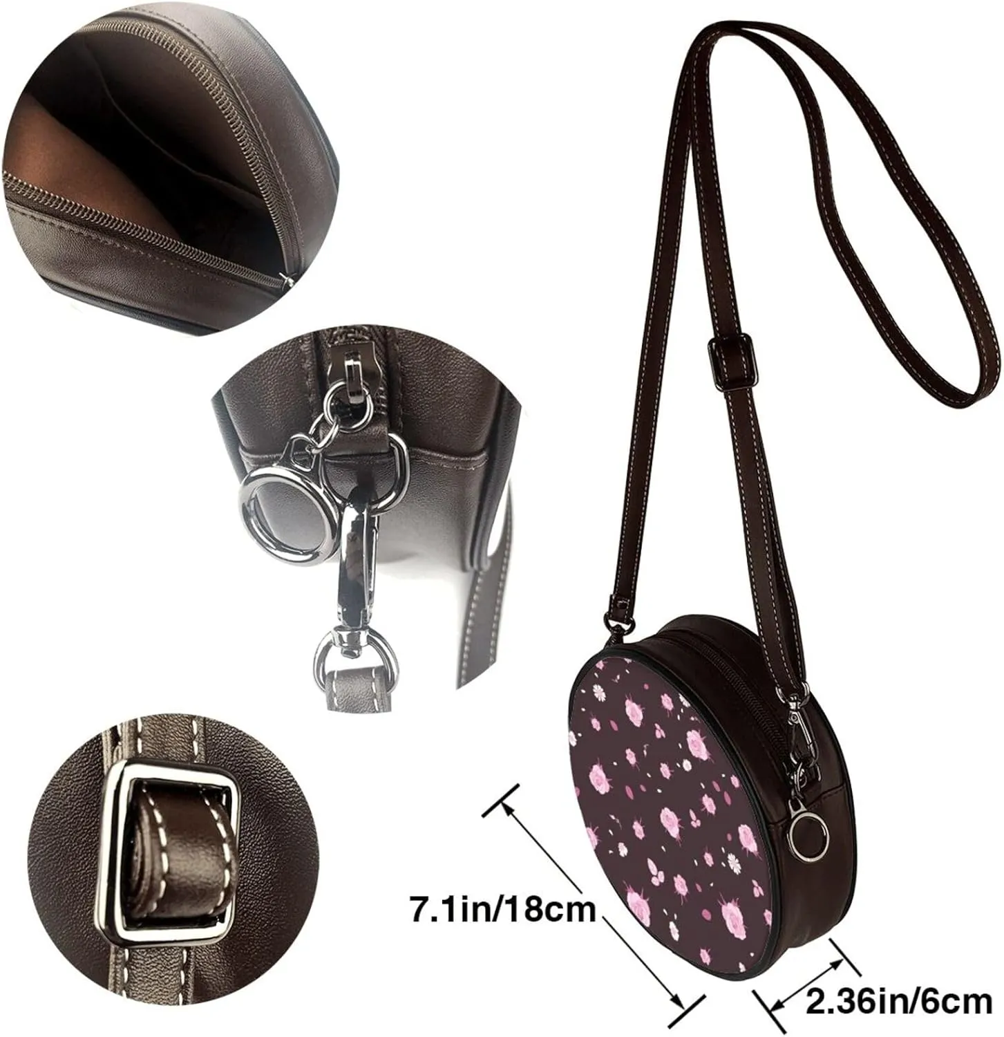 Womens Crossbody Shoulder Bag Circle Purse Clutch Evening Small PU Leather Handbag Fashion Wallet