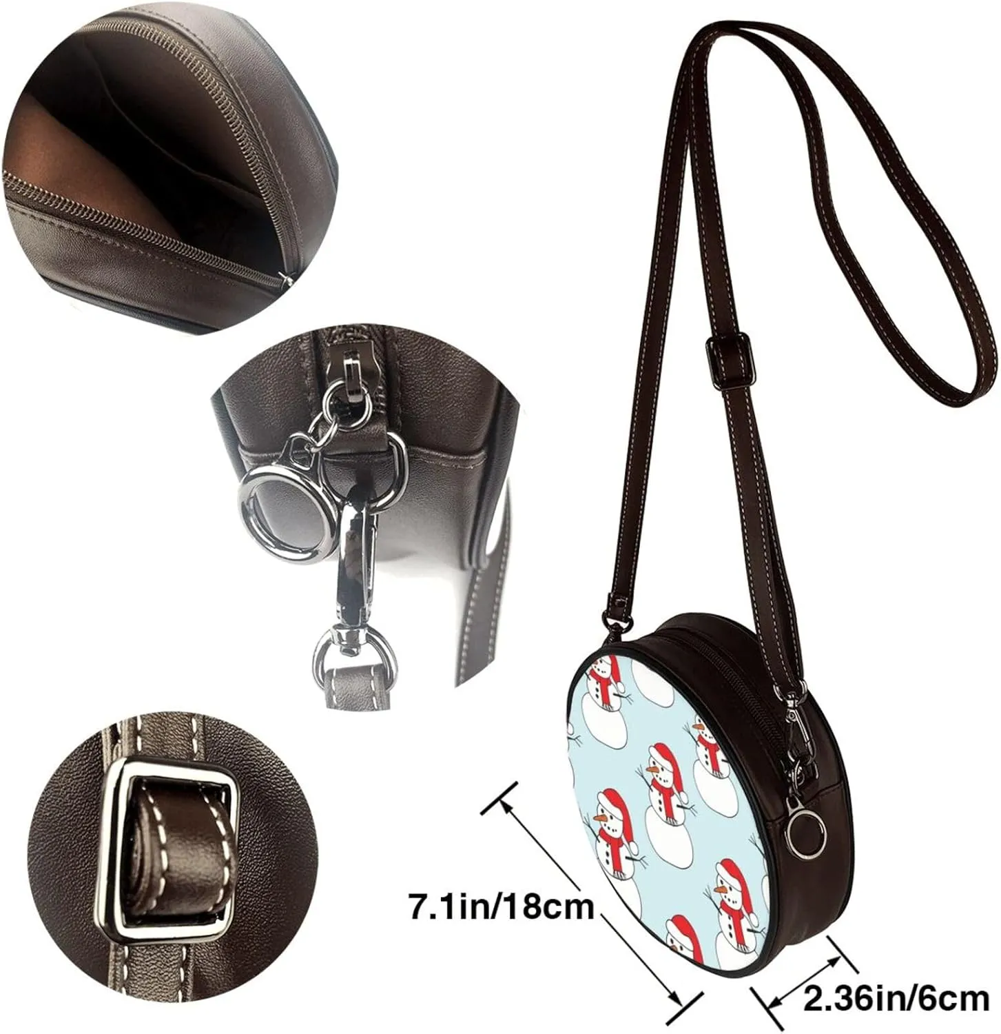 Womens Crossbody Shoulder Bag Circle Purse Clutch Evening Small PU Leather Handbag Fashion Wallet
