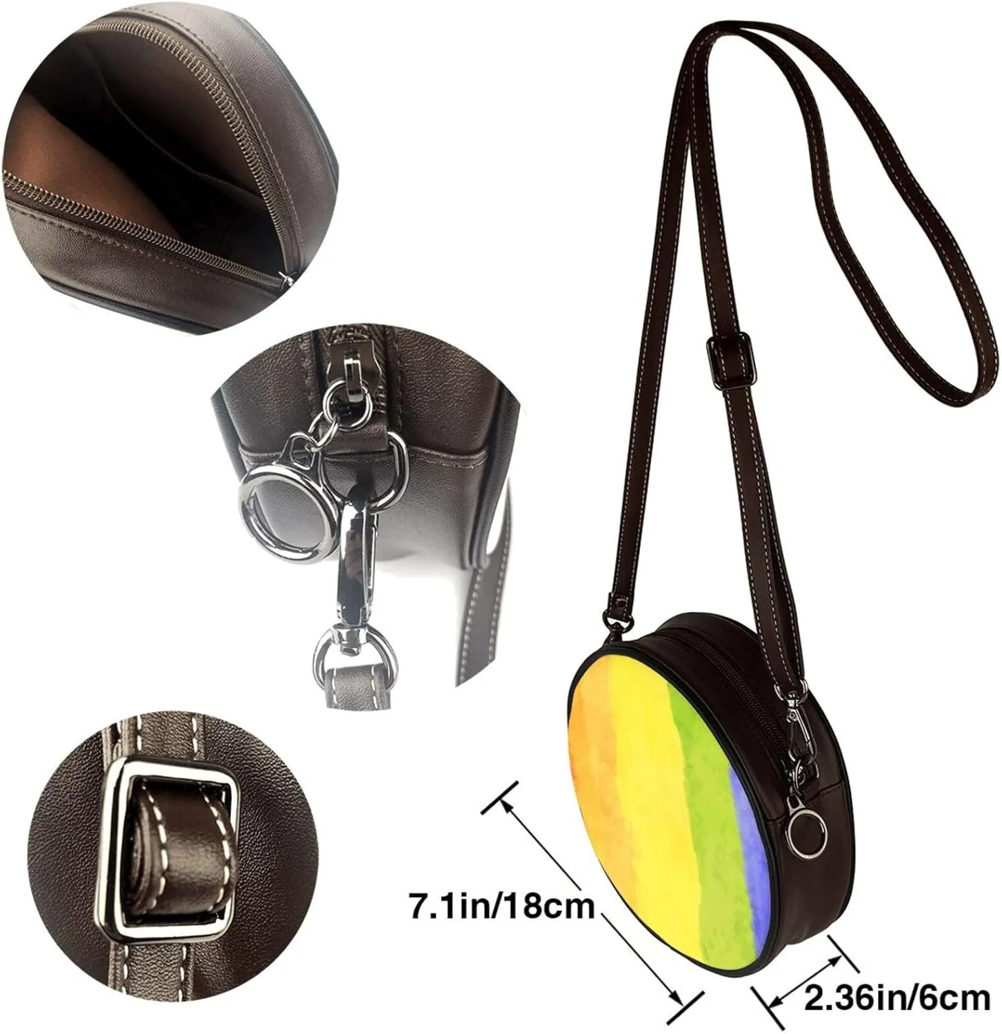 Womens Crossbody Shoulder Bag Circle Purse Clutch Evening Small PU Leather Handbag Fashion Wallet