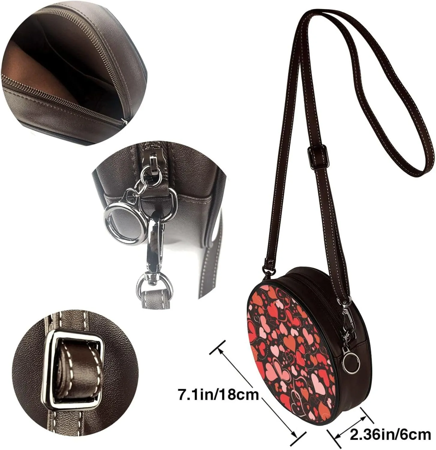 Womens Crossbody Shoulder Bag Circle Purse Clutch Evening Small PU Leather Handbag Fashion Wallet