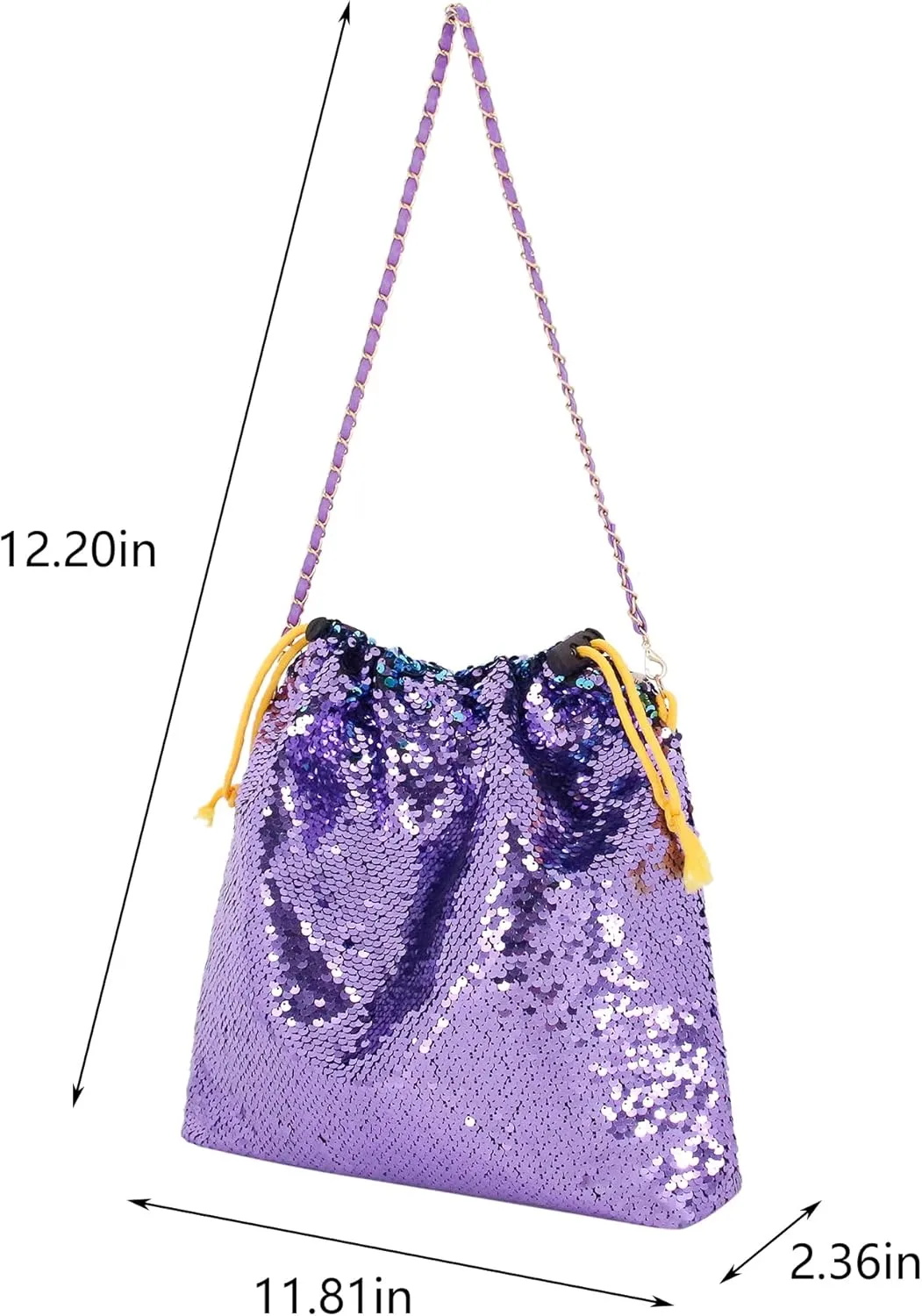 Womens Dazzling Clutch Handbag Purse Delicate Reversible Sequin Drawstring Shoulder Bag Large Capacity Tote Bag