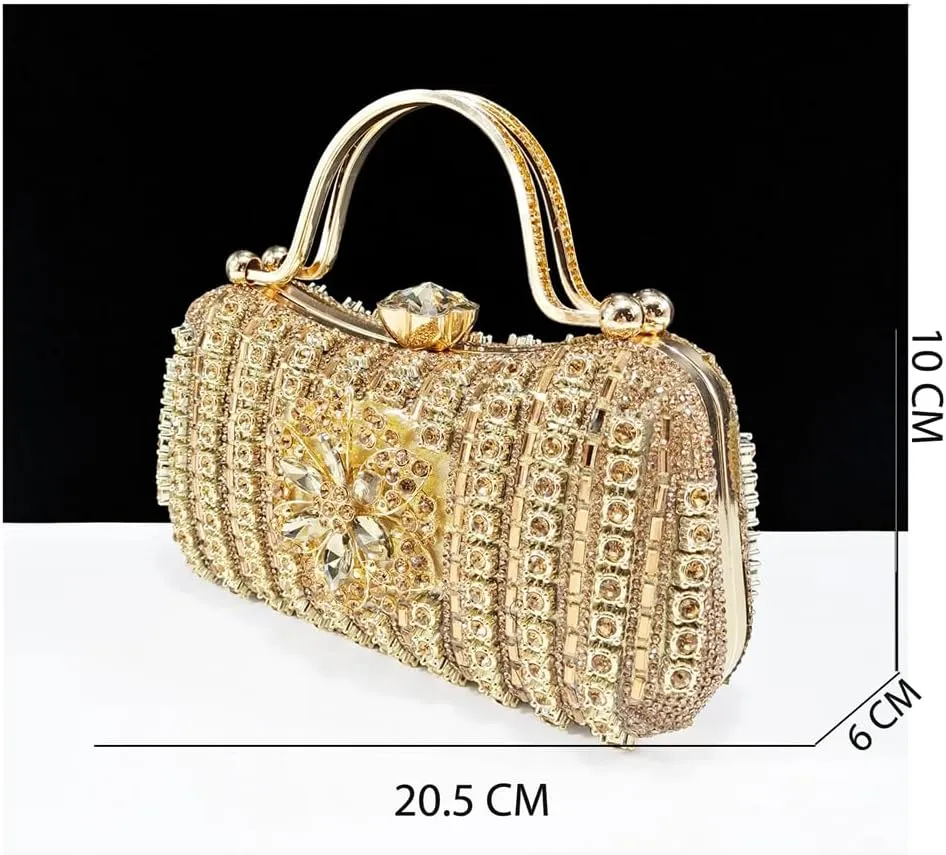 Women’S Dazzling Thin Heel Pumps and Clutch Set with Crystal Details for Festive Elegance